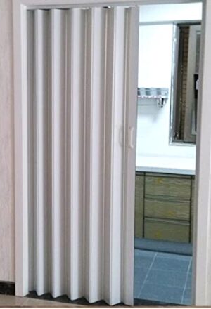 Falttür Kunststoff PVC Falttüre Schiebetür Nischentür Raumtrennung Faltwand weiß oder Nussbaum 82x203cm (Weiß)  